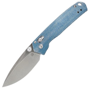 Vosteed Mini Psyop Crossbar Lock Blue Micarta Folding Elmax Pocket Knife A2301
