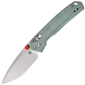 Vosteed Mini Psyop Crossbar Lock Teal Micarta Folding Elmax Pocket Knife A2305