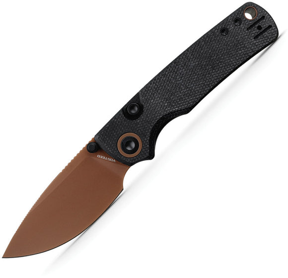 Vosteed Porcupine Top Linerlock Black Micarta Folding Copper Dune 14C28N Pocket Knife A2610