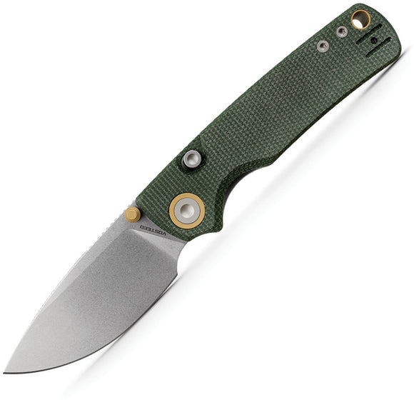 Vosteed Porcupine Top Linerlock Green Micarta Folding 14C28N Pocket Knife A2611