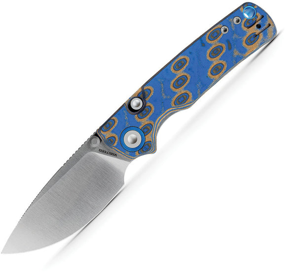 Vosteed Porcupine Top Linerlock Blue Ocean Micarta Folding 14C28N Pocket Knife A2614
