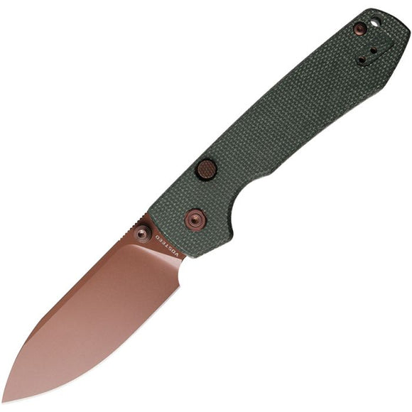 Vosteed Raccoon Top Linerlock Green Micarta Folding Copper 14C28N Pocket Knife A2907