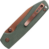 Vosteed Raccoon Top Linerlock Green Micarta Folding Copper 14C28N Pocket Knife A2907