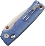 Vosteed Porcupine ModSwap Crossbar Lock Blue Micarta Folding 154CM Knife A3105