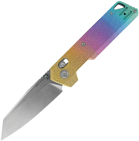 Vosteed Parallel Crossbar Lock Iridescent Crackle Titanium Folding S35VN Pocket Knife A3508