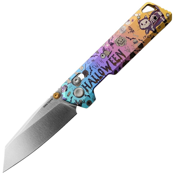 Vosteed Parallel Crossbar Lock LTE Halloween Spooky Purr Titanium Folding S35VN Knife A3517