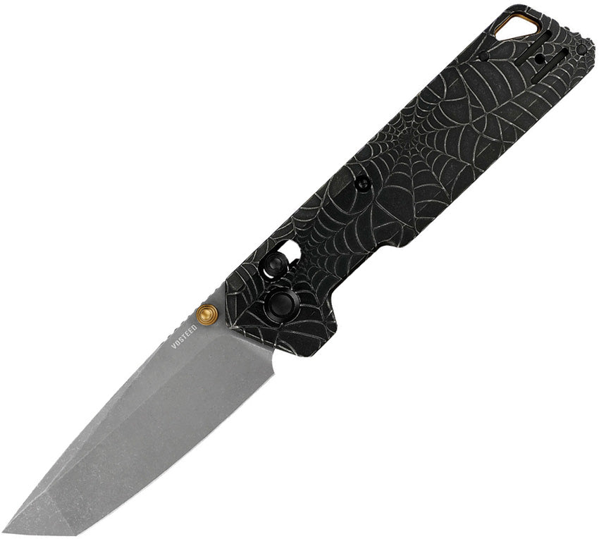 Mantis Gearhead Folding Pocket Knife Black CF Damascus Tanto Blade
