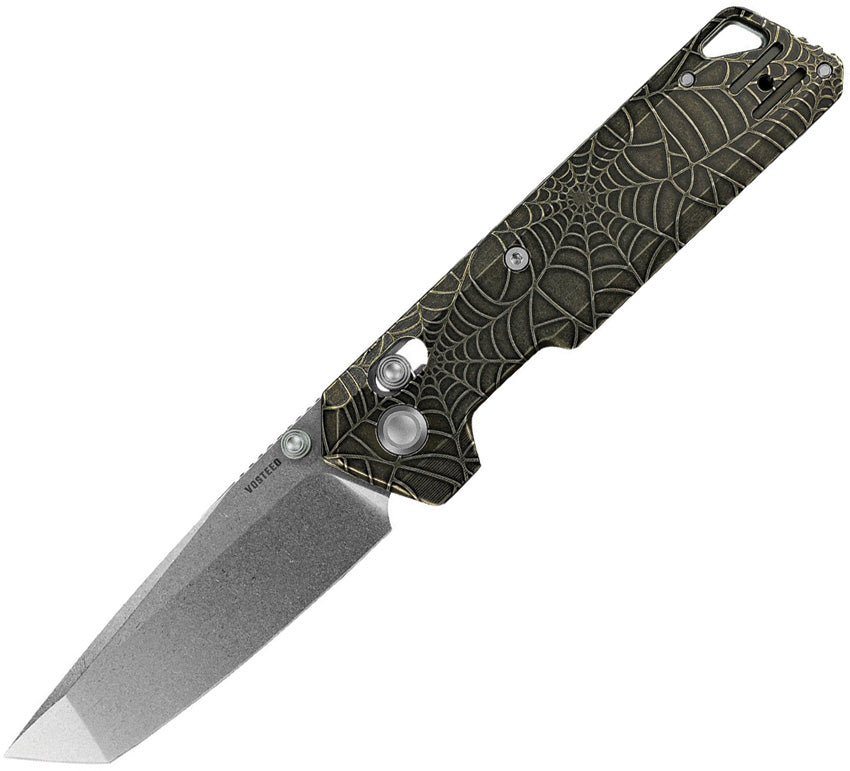 Vosteed Parallel Crossbar Lock Acid Wash Copper Spiderweb Titanium Folding S35VN Tanto Pocket Knife A3523