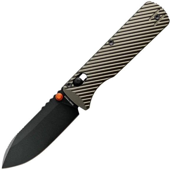 Vosteed Vombat Crossbar Lock Olive Green Aluminum Folding Bohler M390 Drop Pt Knife A4105