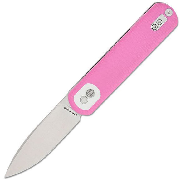 Vosteed Corgi Trek Lock Pink G10 Folding 14C28N Drop Pt Pocket Knife CG3S06