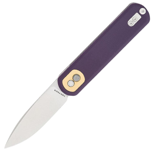 Vosteed Corgi Trek Lock Purple G10 Folding 14C28N Drop Pt Pocket Knife CG3S07