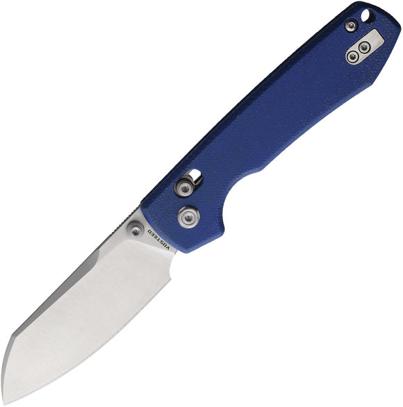 Vosteed Raccoon Crossbar Lock Blue Micarta Folding 14C28N Cleaver Knife RCCVTM1