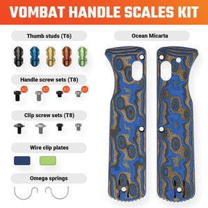 Vosteed Vombat Blue Ocean Micarta Handle Scales W0106