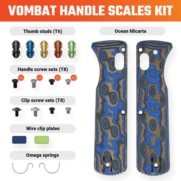 Vosteed Vombat Blue Ocean Micarta Handle Scales W0106