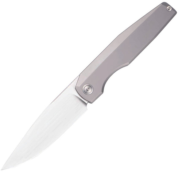 Vero Engineering Lux Mini Framelock Gray Titanium Folding Hand Satin M390 Knife LUHST
