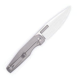 Vero Engineering Lux Mini Framelock Gray Titanium Folding Hand Satin M390 Knife LUHST