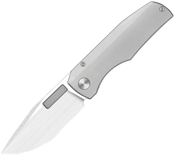 Vero Engineering Nova Mini Framelock Gray Titanium Folding Hand Satin M390 Knife NOMINH