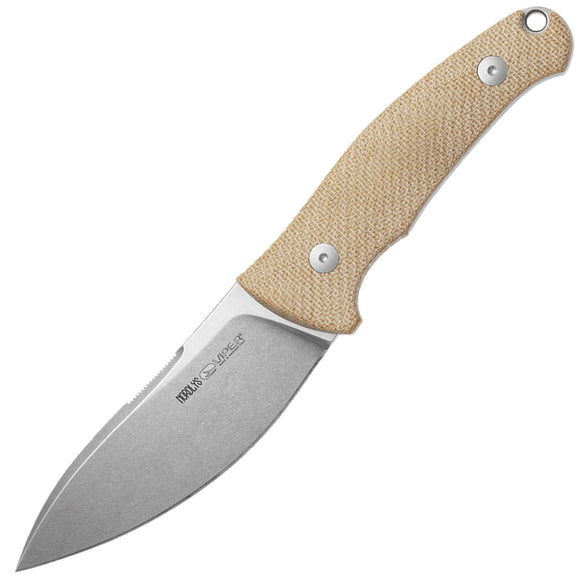 Viper Nordlys Natural Micarta Bohler N690 Fixed Blade Knife w/ Sheath 4044CN