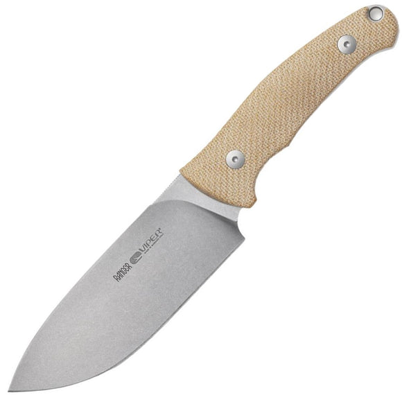 Viper Ranger Natural Canvas Micarta Bohler N690 Fixed Blade Knife w/ Sheath 4054CN