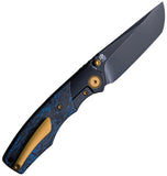 Vixino Knives Baby Bronto Blue Carbon Fiber & Black Titanium Folding S35VN Pocket Knife 902C1
