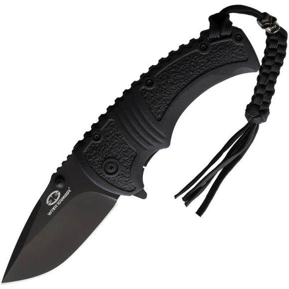 WithArmour Black-B Linerlock A/O Black TPR Folding 440C Pocket Knife 007BK