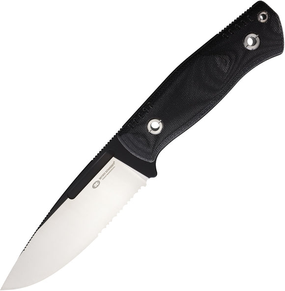 WithArmour Mercenary Black Micarta 12C27 Sandvik Serrated Fixed Blade Knife 2301110BK