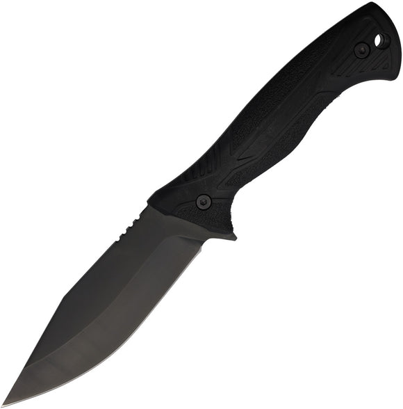 WithArmour Black Stainless Clip Point Fixed Blade Knife w/ Belt Sheath G2L53
