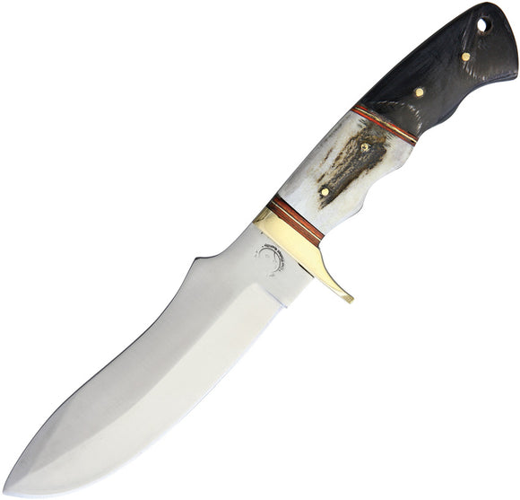 Wild Boar Bone & Horn Stainless Steel Fixed Blade Knife w/ Sheath 1005