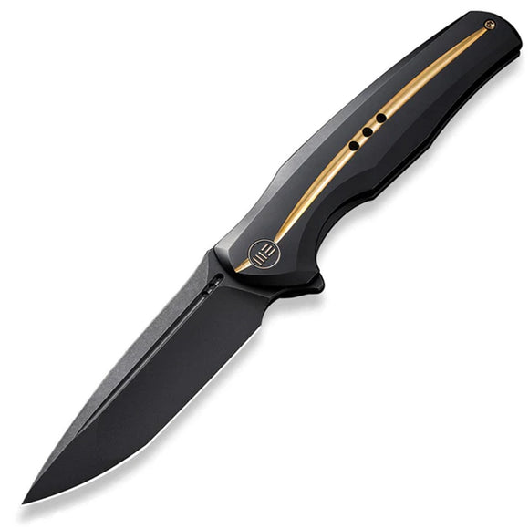 We Knife 601X Framelock LTE Black & Gold Titanium Folding CPM-20CV Knife 01J1