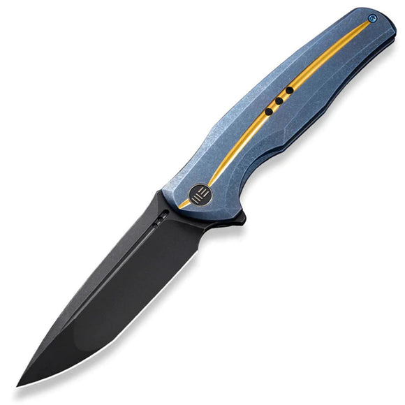 We Knife 601X Framelock LTE Blue & Gold Titanium Folding CPM-20CV Knife 01J3