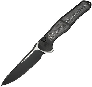 We Knife 702XI Button Lock LTE Black Titanium & Aluminum Foil Carbon Fiber Folding M390 Knife 07B2
