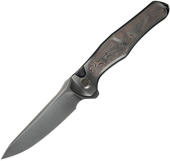 We Knife 702XI Button Lock LTE Gray Titanium & Copper Foil Carbon Fiber Folding M390 Knife 07B3