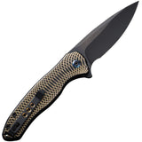 We Knife Kitefin Button Lock LTD Black & Gold Ripple Titanium Folding 20CV Knife 19002M1  