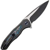 We Knife Kitefin Button Lock LTD Black Titanium & Arctic Storm CF Folding 20CV Knife 19002N1