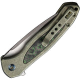 We Knife Kitefin Button Lock LTD Green Titanium & Jungle Wear CF Folding 20CV Knife 19002N2