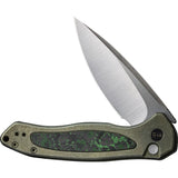 We Knife Kitefin Button Lock LTD Green Titanium & Jungle Wear CF Folding 20CV Knife 19002N2