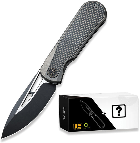 We Knife Mystery Box Baloo Gray Titanium & Twill Carbon Fiber Folding 20CV Knife 210332MB