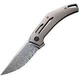 We Knife Speedliner Framelock Gray Titanium Folding Damasteel Knife 22045CDS1