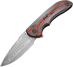 We Knife Equivik Framelock Gray Titanium & CF Folding Damasteel Knife 23020DS1