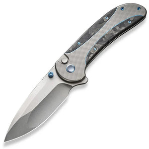 We Knife Zizzit Button Lock Titanium & Marble Carbon Fiber Folding 20CV Knife 230313