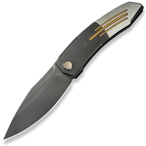 We Knife Sine Wave Linerlock Polished Gray & Satin Titanium Folding Bohler M390 Knife 23069B3