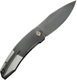 We Knife Sine Wave Linerlock Polished Gray & Satin Titanium Folding Bohler M390 Knife 23069B3