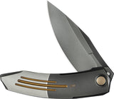 We Knife Sine Wave Linerlock Polished Gray & Satin Titanium Folding Bohler M390 Knife 23069B3