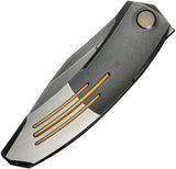 We Knife Sine Wave Linerlock Polished Gray & Satin Titanium Folding Bohler M390 Knife 23069B3