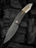 We Knife Sine Wave Linerlock Polished Gray & Satin Titanium Folding Bohler M390 Knife 23069B3