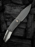 We Knife Sine Wave Linerlock Polished Gray & Satin Titanium Folding Bohler M390 Knife 23069B3