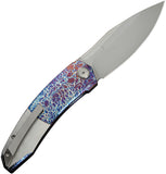 We Knife Sine Wave Linerlock Flamed & Satin Titanium Folding Bohler M390 Knife 23069B4