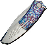 We Knife Sine Wave Linerlock Flamed & Satin Titanium Folding Bohler M390 Knife 23069B4