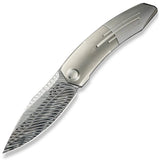 We Knife Sine Wave Linerlock Polished Bead Blast Titanium Folding Damasteel Knife 23069BDS1