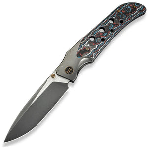 We Knife Guthrie Bolster Lock Polished Gray Titanium & Nebula Carbon Fiber Folding 20CV Knife 23072B3